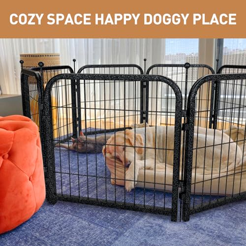 40 Inch 16 Panel Metal Dog Playpen Black-Silver E190