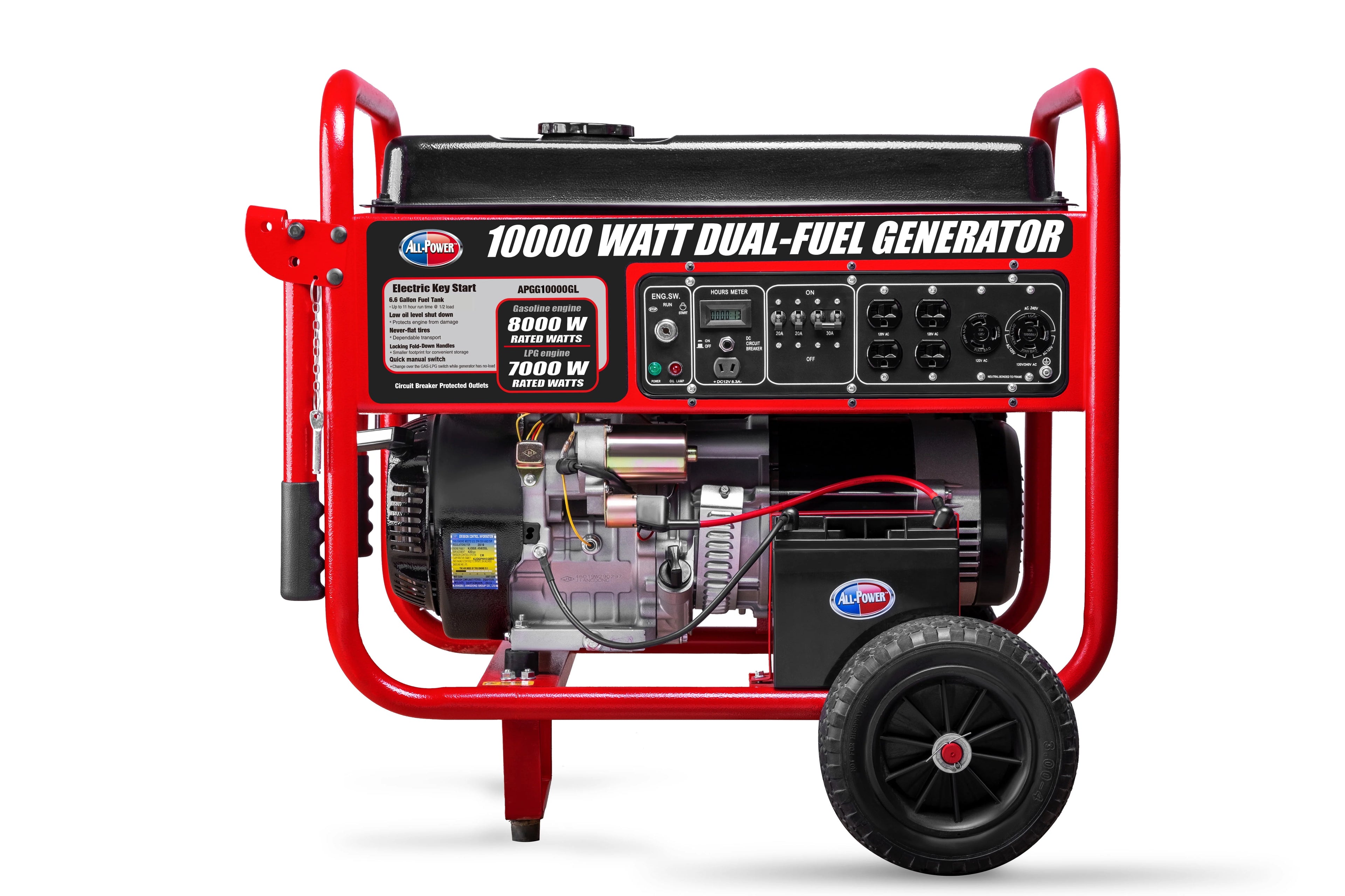 10000 Watt Dual Fuel Portable Generator with Electric Start I9647