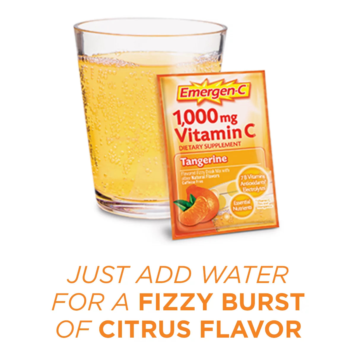 30 Count Tangerine Flavor Dietary Supplement Drink Mix with 1000 mg Vitamin C, 0.33 Ounce Packets B978