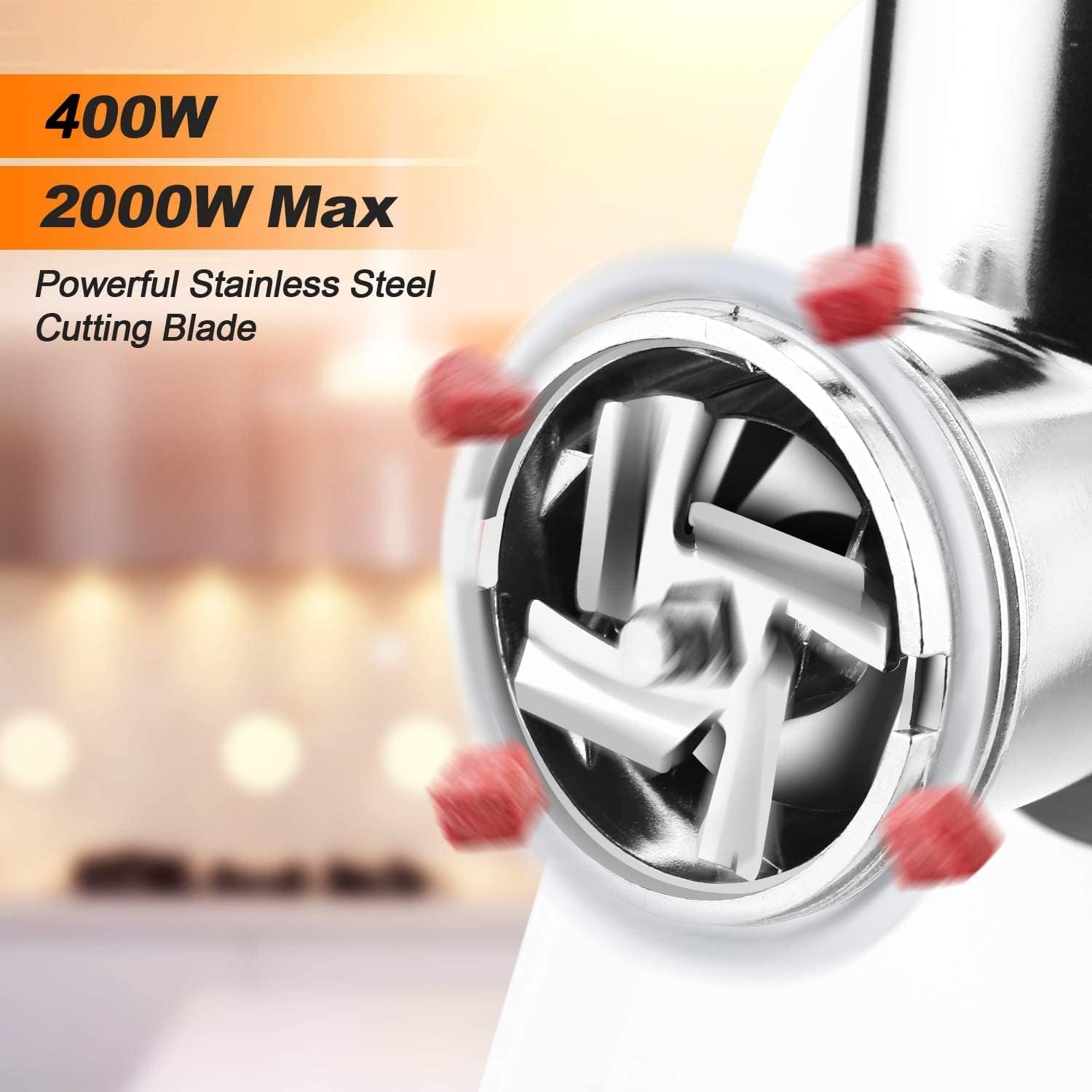 Stainless Steel Electric Meat Grinder with 3 Grinding Plates and Sausage Stuffing Tubes E981