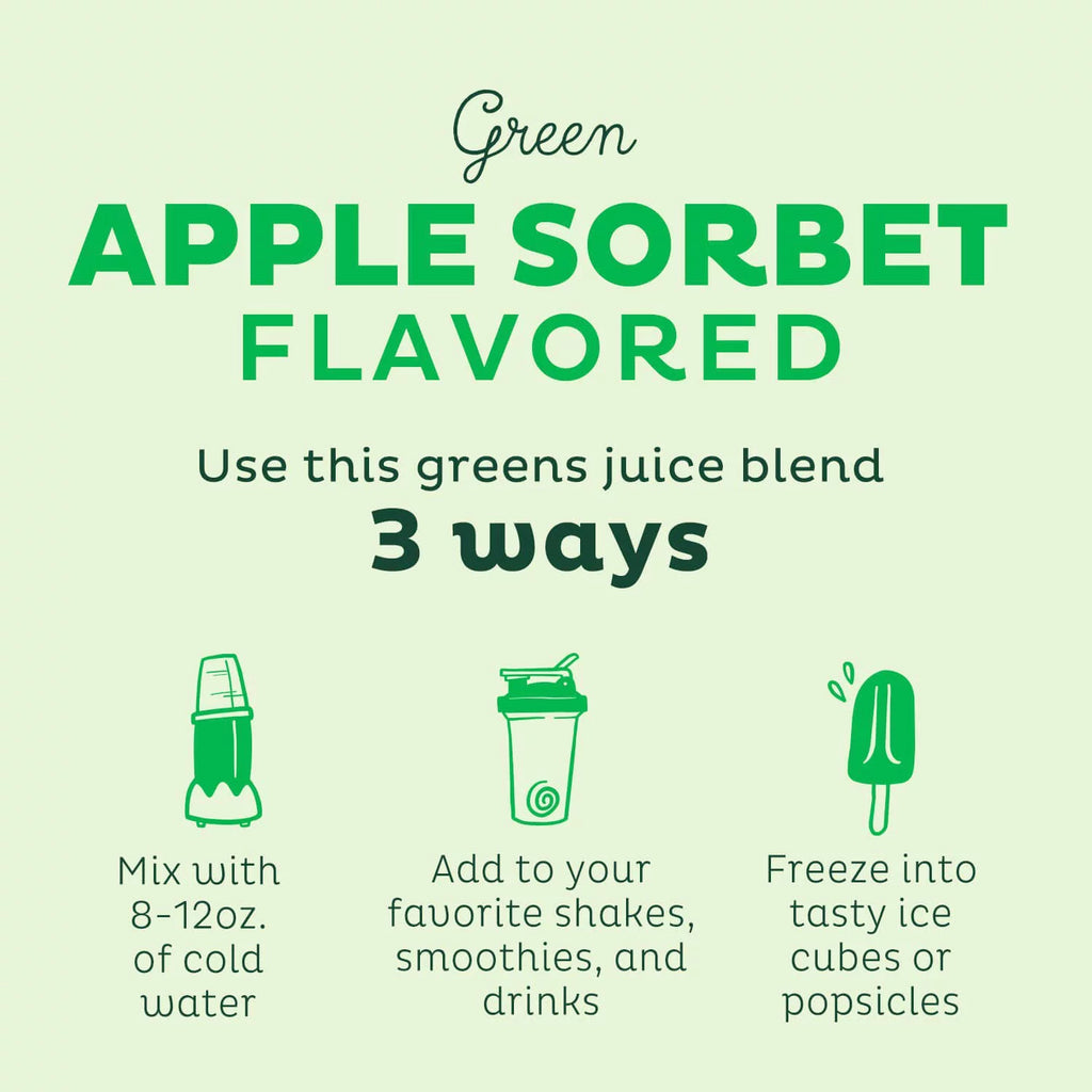 USDA Organic Super Greens Powder with Spirulina, Chlorella & Wheatgrass, Green Apple Sorbet Flavor, 28 Servings I92428
