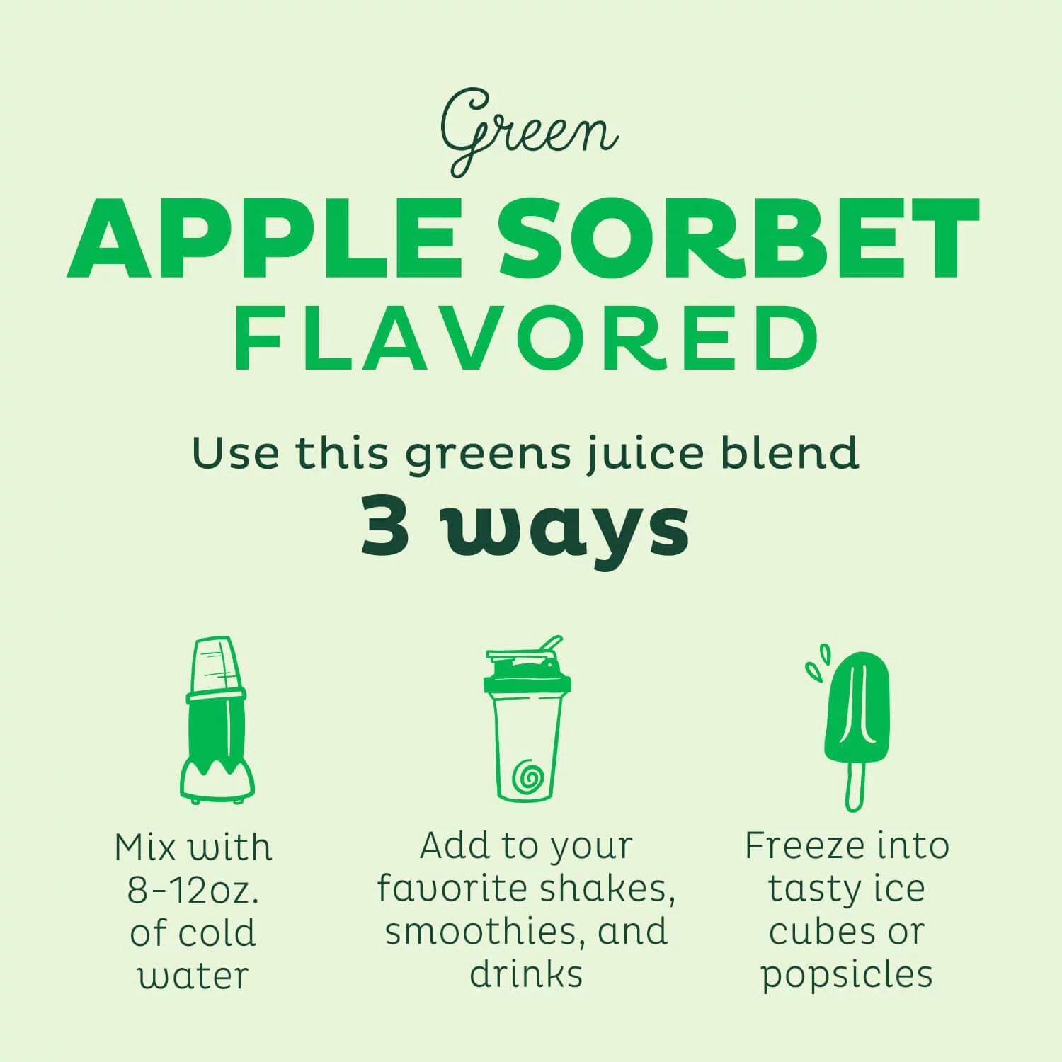 USDA Organic Super Greens Powder with Spirulina, Chlorella & Wheatgrass, Green Apple Sorbet Flavor, 28 Servings I92428
