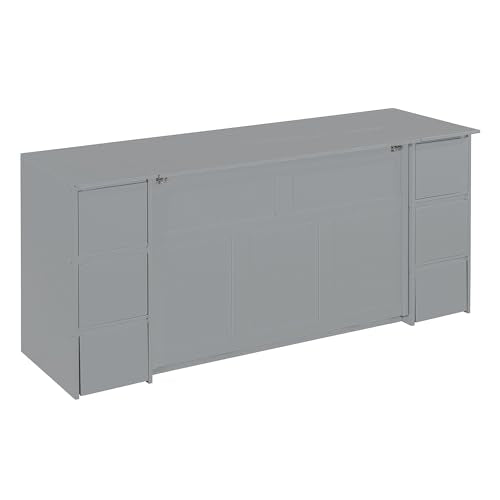 Gray Wood Murphy Bed with Drawers and Cabinets Q458565