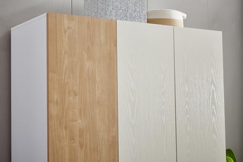 4 Door Wardrobe Closet with Clothing Rod, 4 Drawers, Mirror, 62.99" D x 18.9" W x 70.87" H X75431