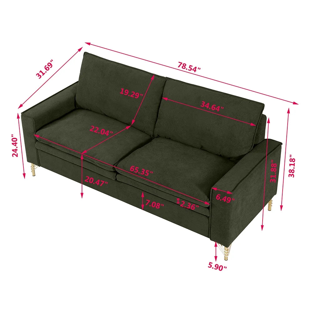 78-inch 2-seat Cotton Linen Fabric Small Sofa H175491