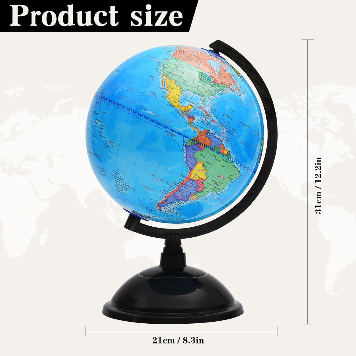 8 inch Spinning Globe with Stand Q2681