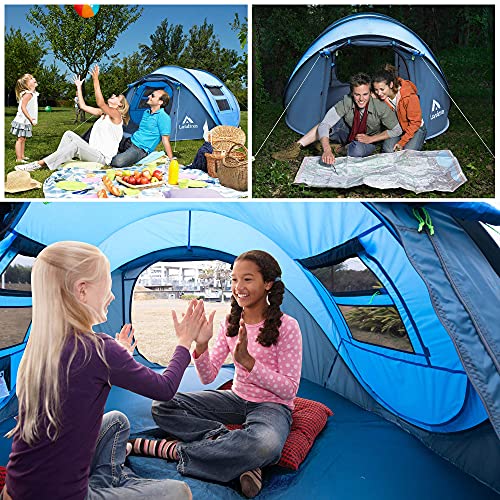 4 Person Pop Up Tent Waterproof Automatic Setup 2 Doors Instant Family Tent L382