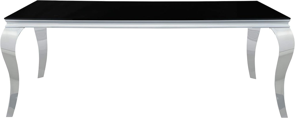 Black and Chrome Rectangular Glass Top Dining Table S375440