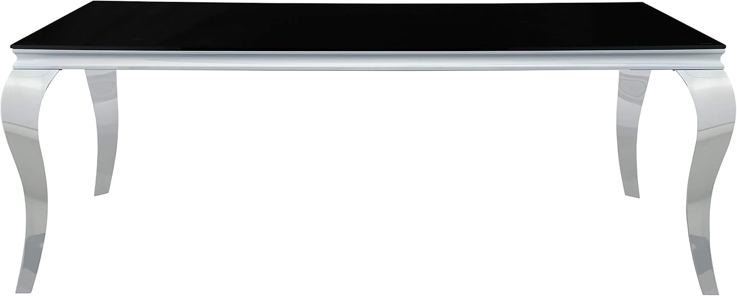Black and Chrome Rectangular Glass Top Dining Table S375440