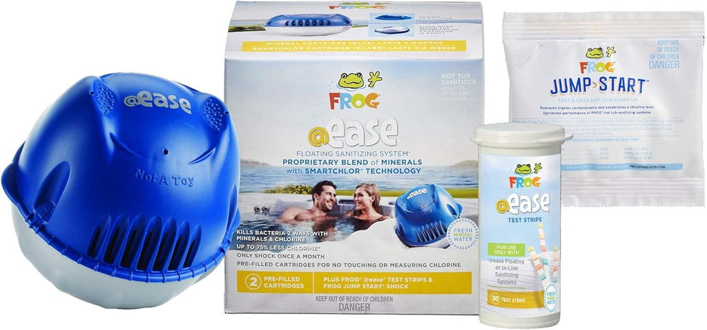 Spa Frog Floating System, 3 Refill Mineral Cartridges, 30 Test Strips, Jump Start Shock, Non-Chlorine Maintenance Shock Pack Z999