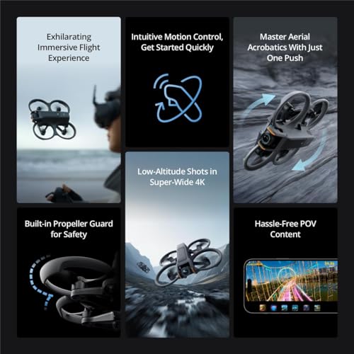FPV Drone with Camera 4K, Built-in Propeller Guard, Goggles 3 and RC Motion 3 Included, Black W1475