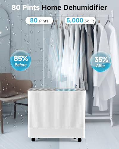 52 Pints Energy Star Dehumidifier with Drain Hose, 0.85 Gal Water Tank F34435