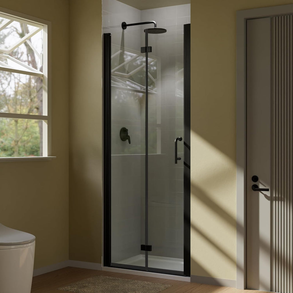 Matte Black 32 in. x 72 in. Clear Tempered Glass Shower Door V87761