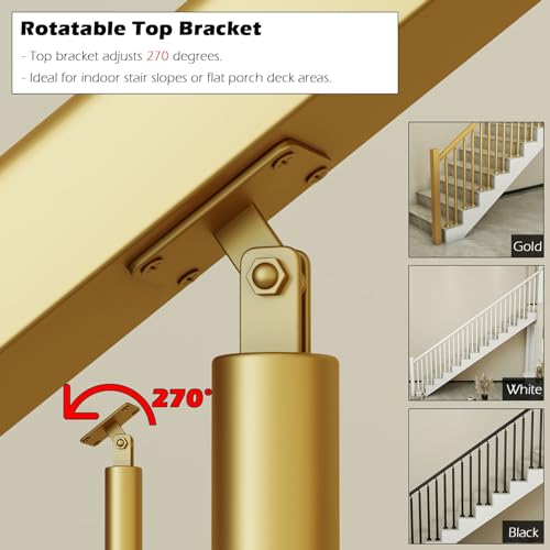 Round Spindles for Staircase, 2 4 6 Pieces Iron Stairs Balusters with Slant 270° Swivel Top Bracket & Screws G6645