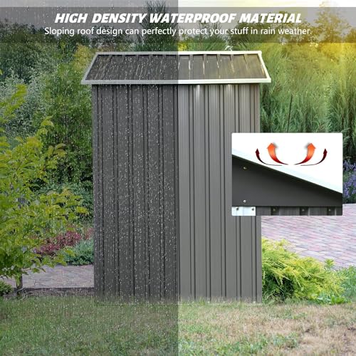8 x 6FT Grey Metal Outdoor Storage Shed with Sliding Door I816333