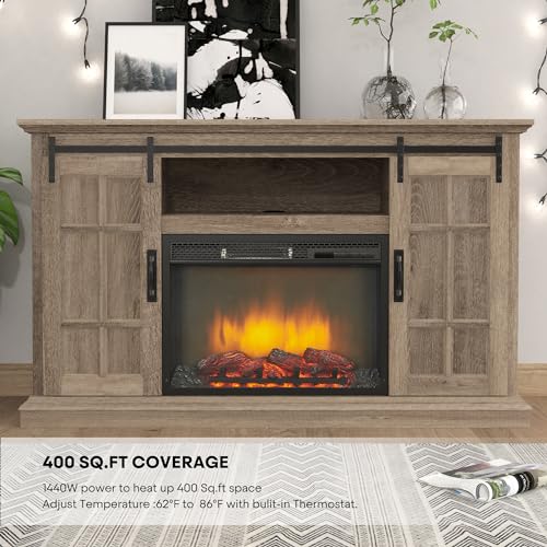 White 43 Inch Electric Fireplace with Mantel F430