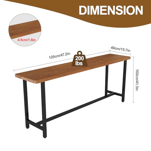 Rectangular High Top Wooden Bar Table with Iron Legs O534175