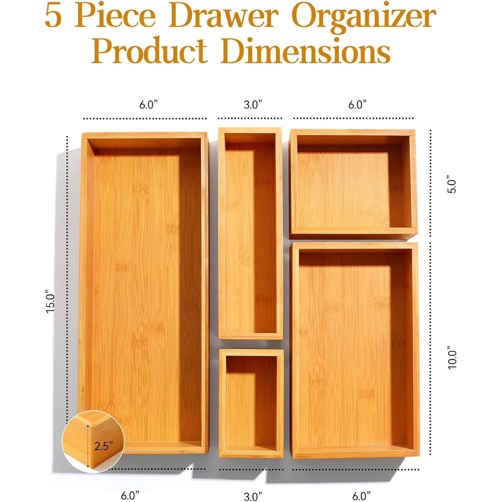 Bamboo 5 Pack Utensil Organizer Box U39762