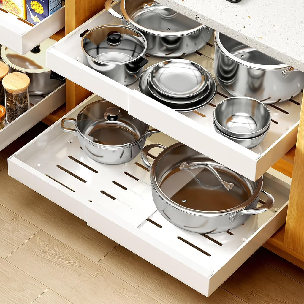 2-Pack Expandable 21Deep Cabinet Organizer with Raising Pad C2697