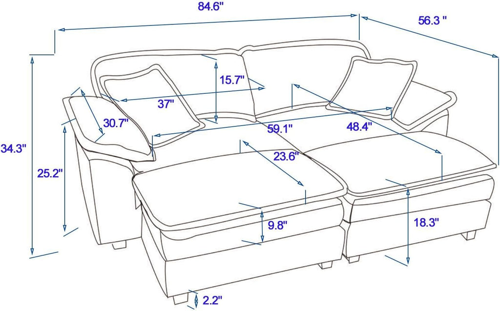 Oversized Green Convertible Sleeper Sofa with Ottoman & Pillows D2657