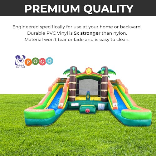 Tropical Inflatable Bounce House with Double Water Slides, 16.5 x 15 x 11 Foot S8338