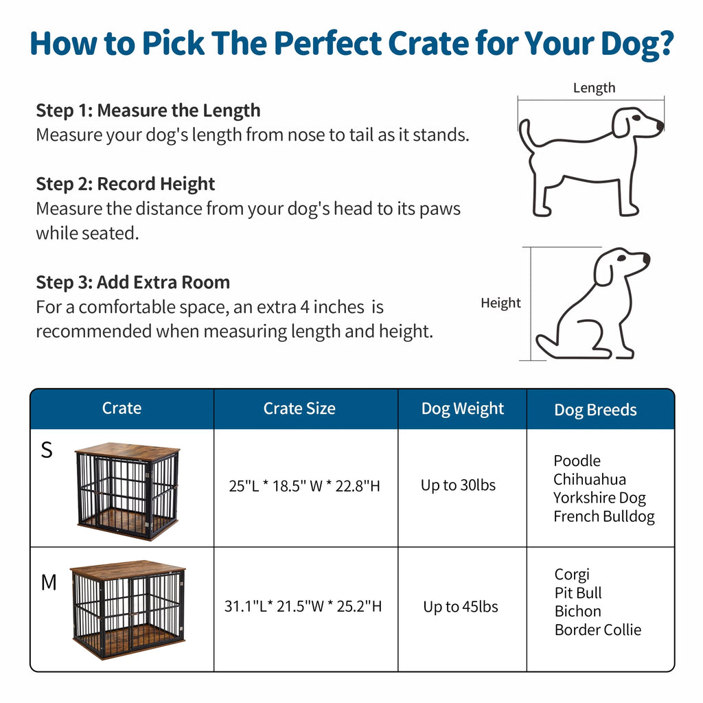 Medium Wooden Dog Crate Furniture with Washable Cushion U3908
