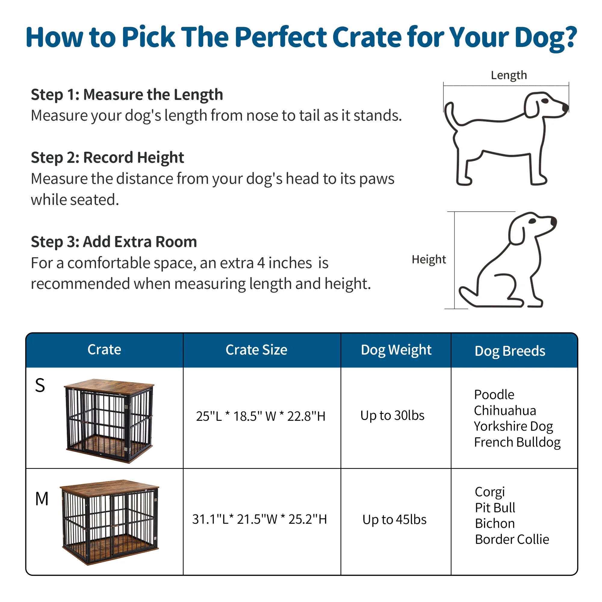 Medium Wooden Dog Crate Furniture with Washable Cushion U3908