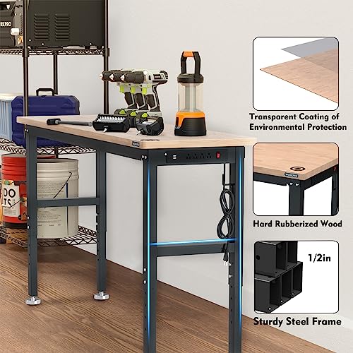 48" Adjustable Workbench with Rubber Wood Top M81469