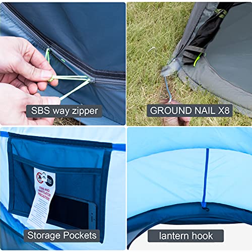 4 Person Pop Up Tent Waterproof Automatic Setup 2 Doors Instant Family Tent L382
