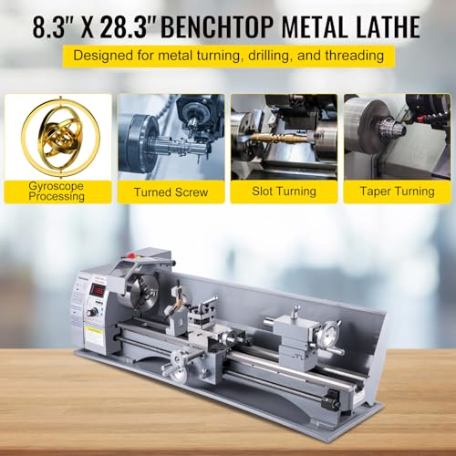 Metal Lathe, 8.26"x28.3", 2500 RPM Variable Speed, 750W Brushless Motor Precision Lathe Milling Machine B606166