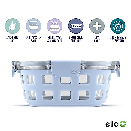 Glass Food Storage Container with Silicone Sleeve and Airtight BPA-Free Plastic Lid I782178