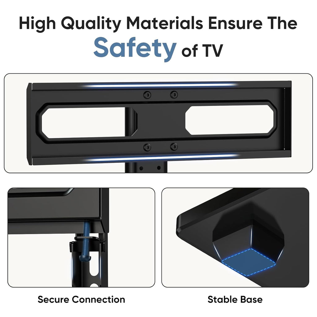 Height Adjustable Swivel TV Stand with Tempered Glass Base, Max VESA 400x400mm S808009