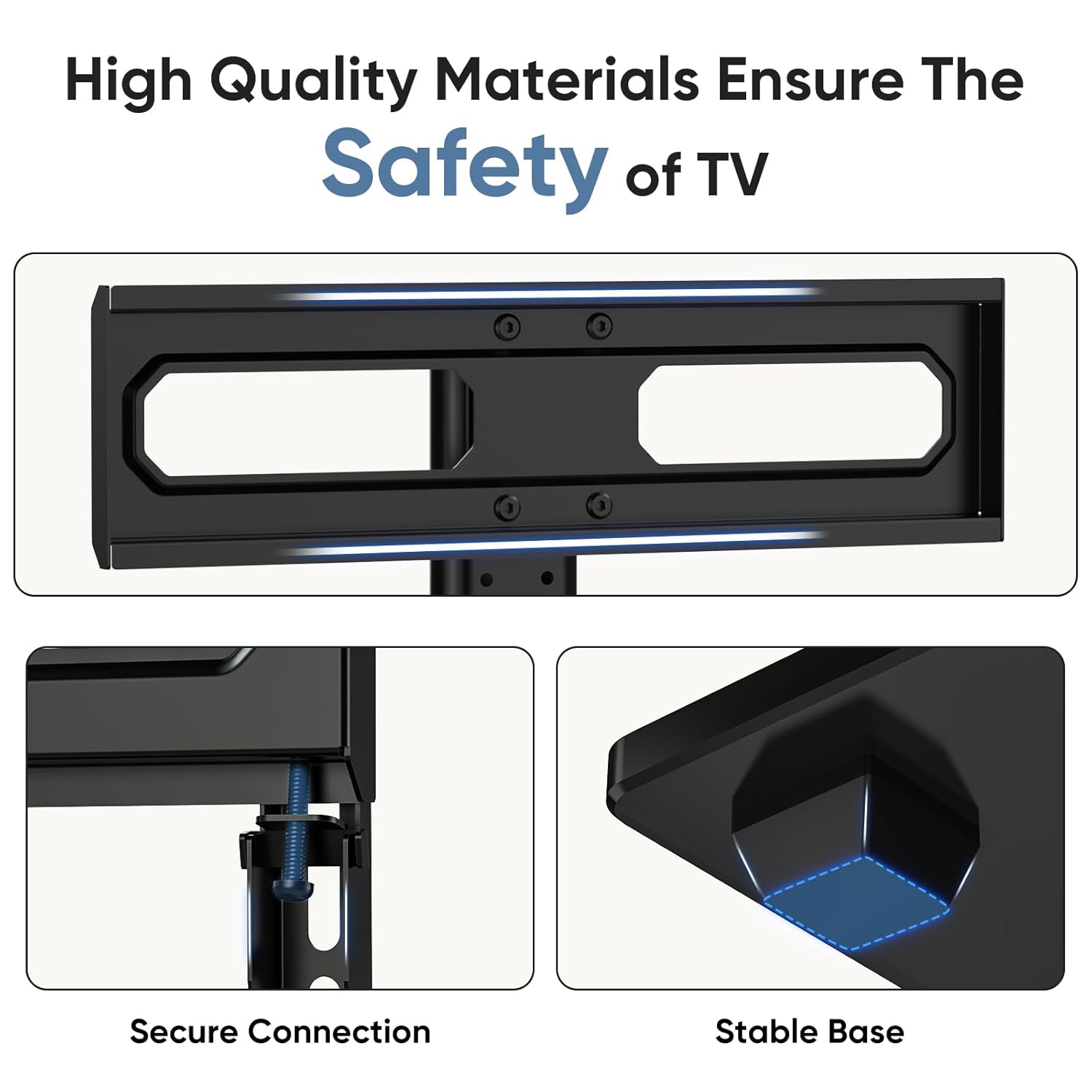Height Adjustable Swivel TV Stand with Tempered Glass Base, Max VESA 400x400mm S808009