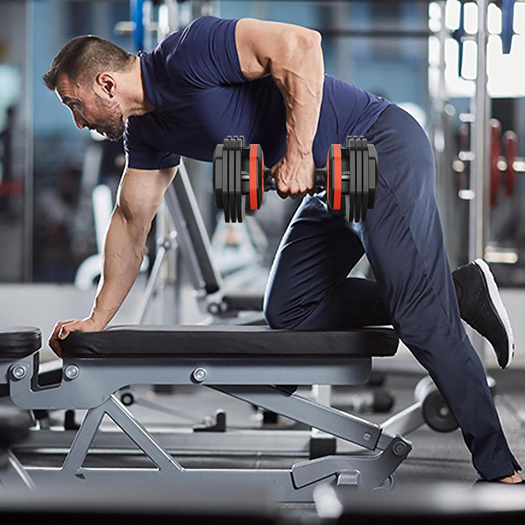 55LB 5 in 1 Single Adjustable Dumbbell with Anti-Slip Metal Handle, Black F972884
