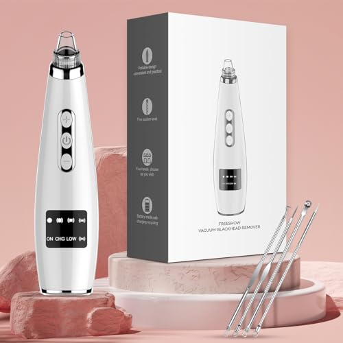Blackhead Remover Pore Vacuum Electric Comedone Extractor Tool with 5 Suction Power and 5 Probes O630
