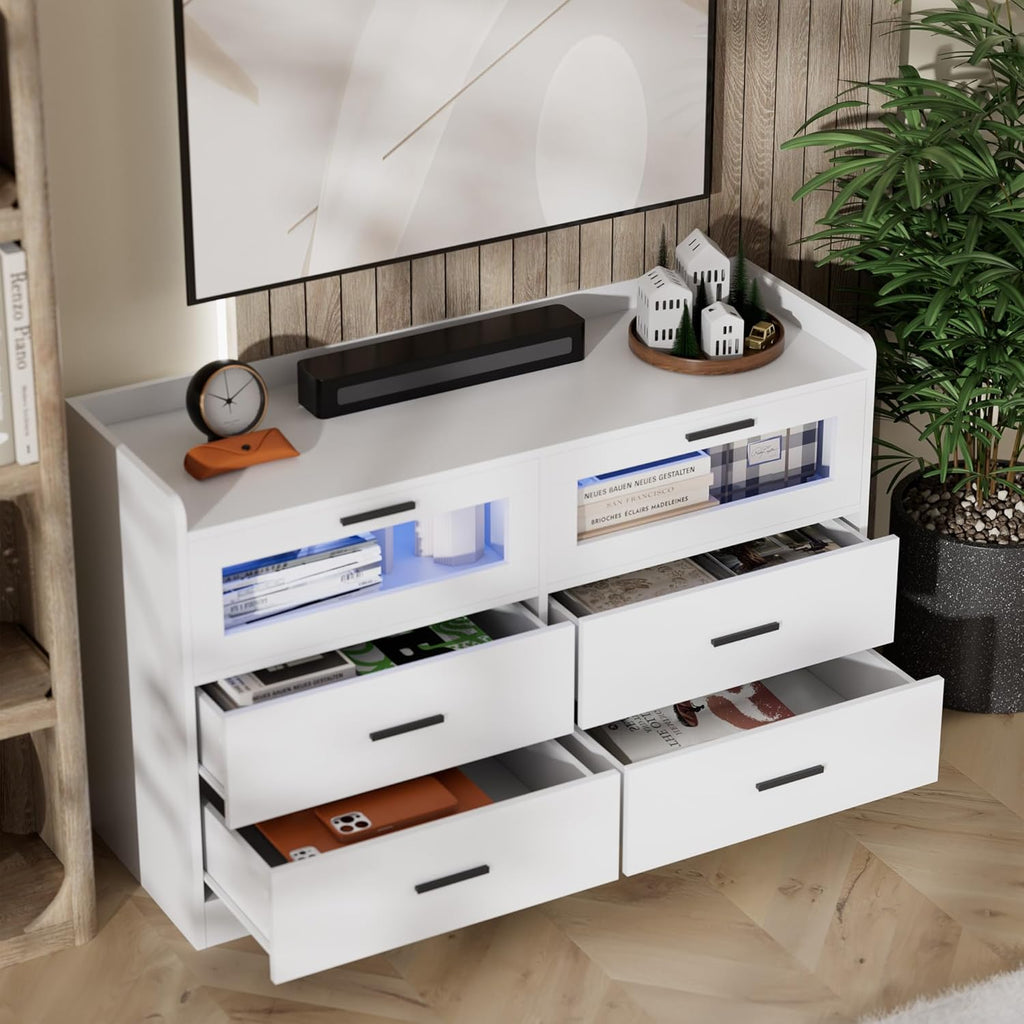 White 6 Drawer Wood Dresser R155