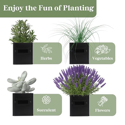 Indoor Herb Garden Planter Set with Tray, White Y656203
