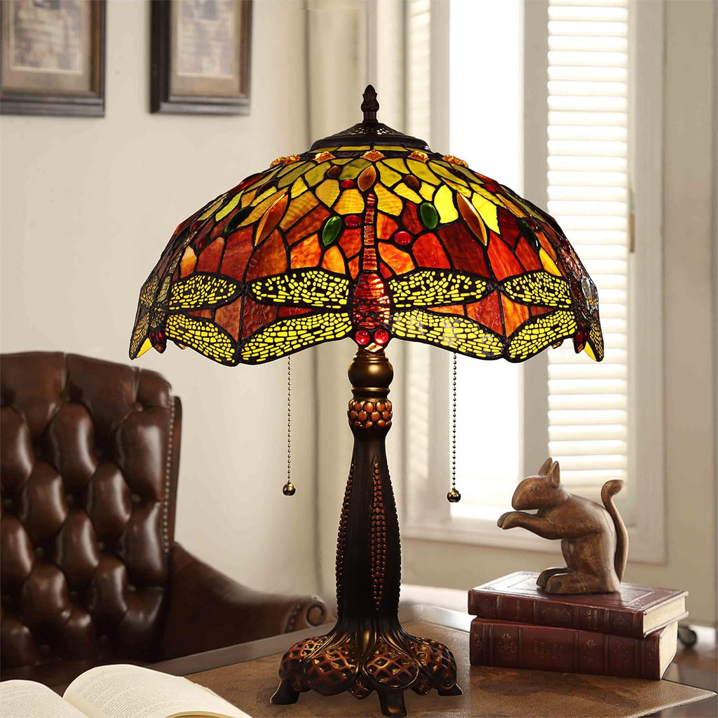 Tiffany-Style 2 Light Dragonfly Table Lamp 16" Shade R57630