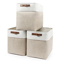 Beige White 3 Pack Fabric Storage Bins with Handles X105000