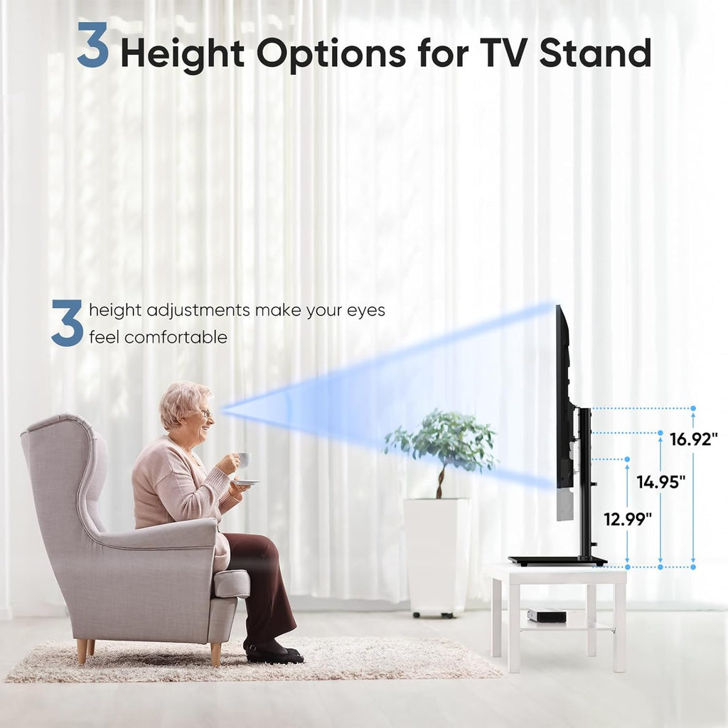 Height Adjustable Swivel TV Stand with Tempered Glass Base, Max VESA 400x400mm S808009
