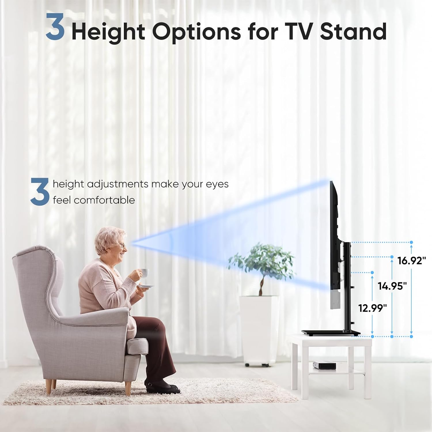 Height Adjustable Swivel TV Stand with Tempered Glass Base, Max VESA 400x400mm S808009