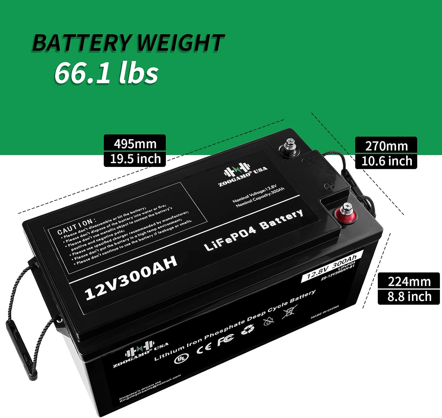 12V 300Ah Lithium LiFePO4 Deep Cycle Rechargeable Battery with Built-in BMS K456511