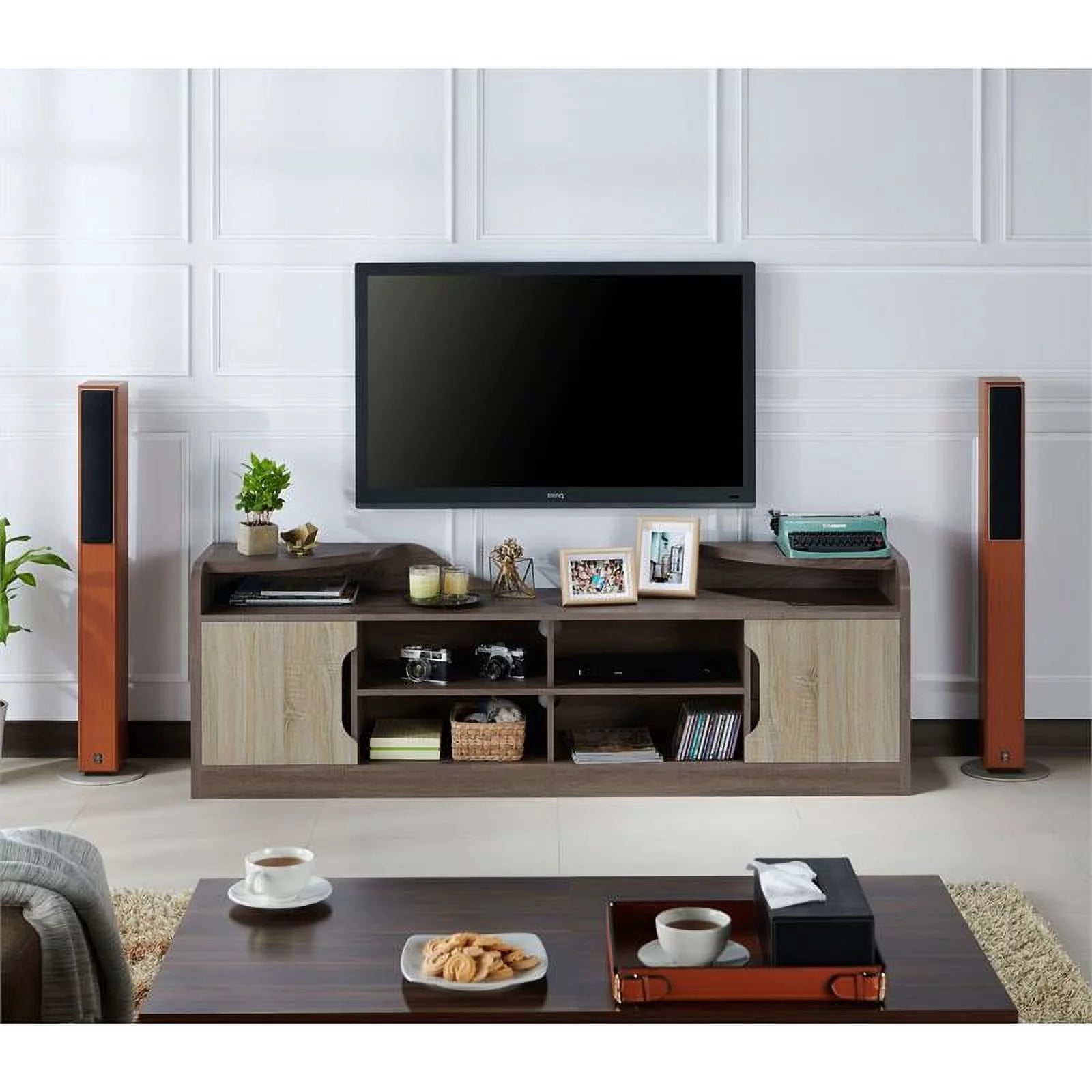 Rustic Wood 72-Inch TV Stand in Chestnut Brown Finish X9469