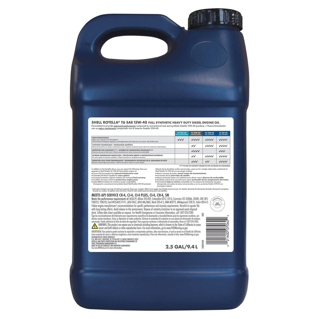 2.5 Gallon Full Synthetic Diesel Engine Motor Oil M586
