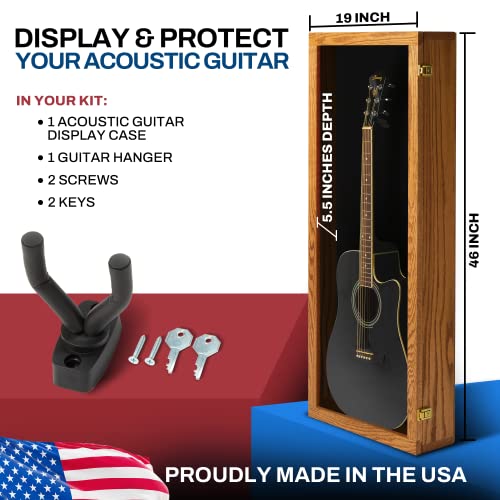 Natural Oak Acrylic Acoustic Guitar Wall Display Case T874