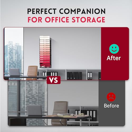 2 Pack 15-Tier Black Hanging Wall Mount File Organizer L9658
