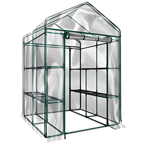4 Tier Mini Greenhouse with Locking Wheels and PVC Cover O9443