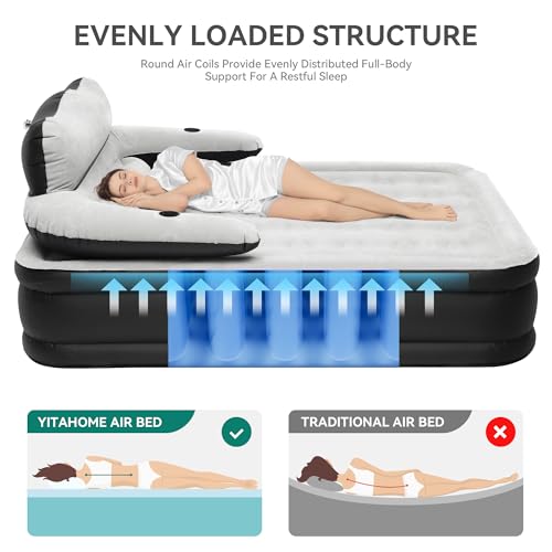 Queen Size Air Mattress with Headboard and Built-in Pump I482351