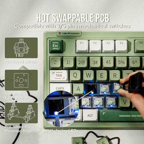 97 Keys Gasket Mechanical Keyboard with Customizable Display Screen, Knob, Hot Swappable Socket, 5000mAh Battery O5498