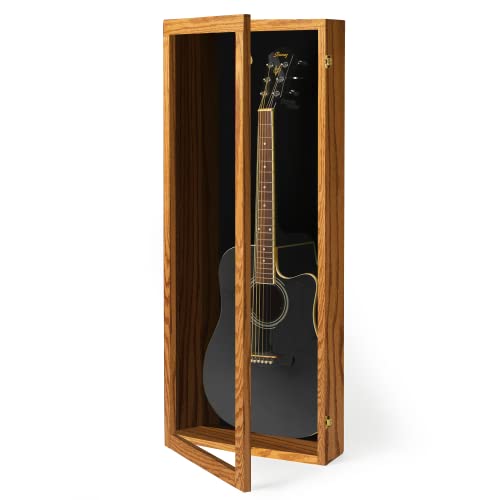Natural Oak Acrylic Acoustic Guitar Wall Display Case T874
